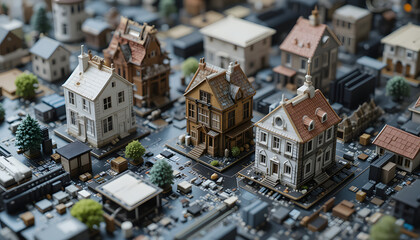 Computer motherboards with details like houses and buildings.