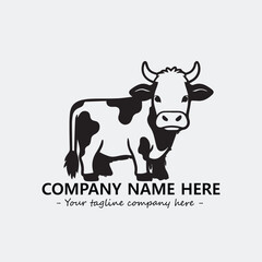 Cow illustration black and white for logo company vector image
