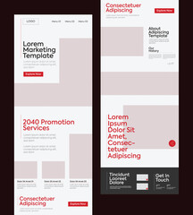 Minimal Colorful Website Wireframe Template for Landing Page Design Layout