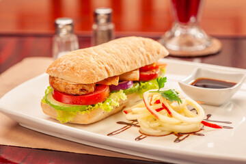 Grilled Chicken Club with Avocado & Caramelized Apple Chips - Sweet & Savory