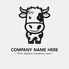 Cow illustration black and white for logo company vector image
