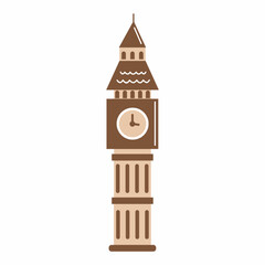 English clock tower. symbol of England. Illustration on white background