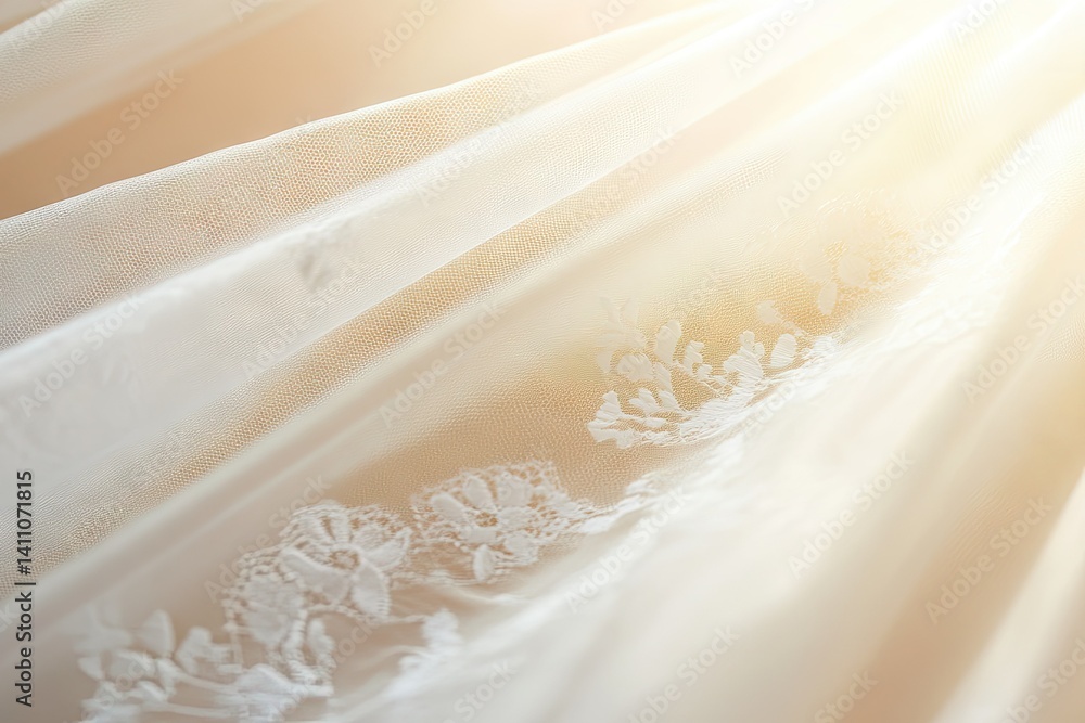 Poster ethereal white fabric draping softly. creating gentle waves and textures. illuminated by natural lig