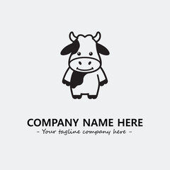 Cow illustration black and white for logo company vector image
