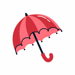 Cute red outdoor umbrella. Illustration on white background