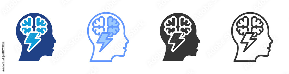 Poster Depression icon set multiple style collection