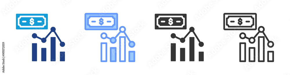 Poster stock market crash icon set multiple style collection