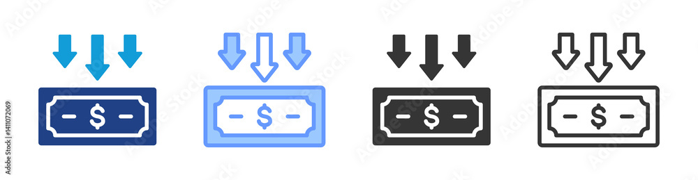 Poster financial meltdown icon set multiple style collection