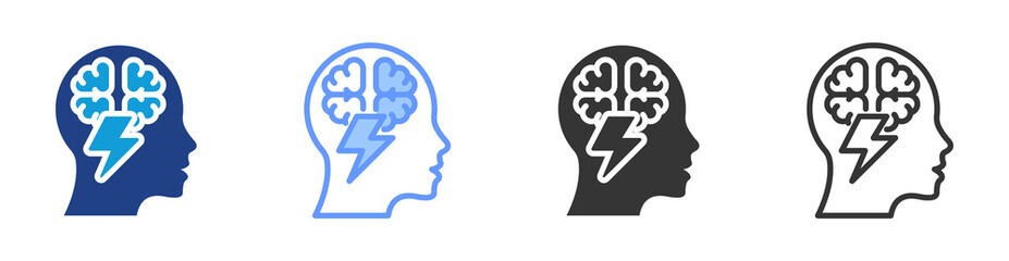 Depression icon set multiple style collection