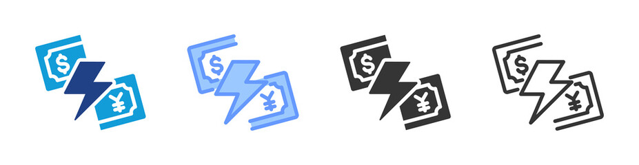 Trade War icon set multiple style collection