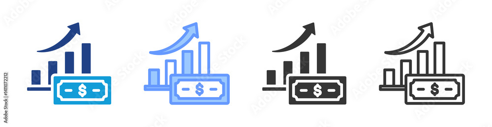 Poster stagflation icon set multiple style collection