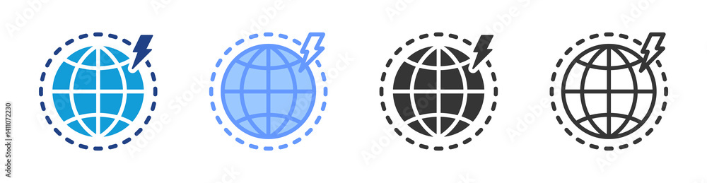 Poster global crisis icon set multiple style collection