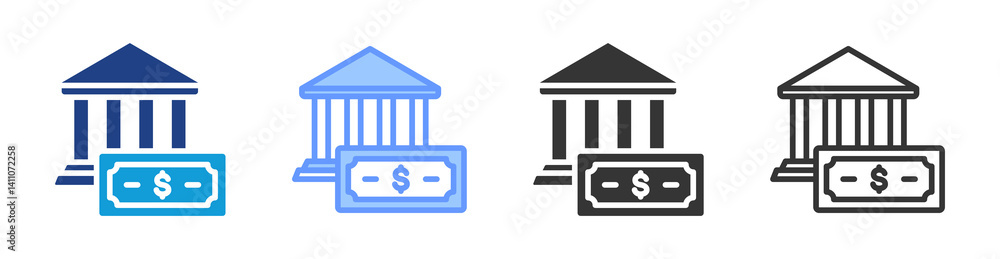 Aufkleber Banking icon set multiple style collection