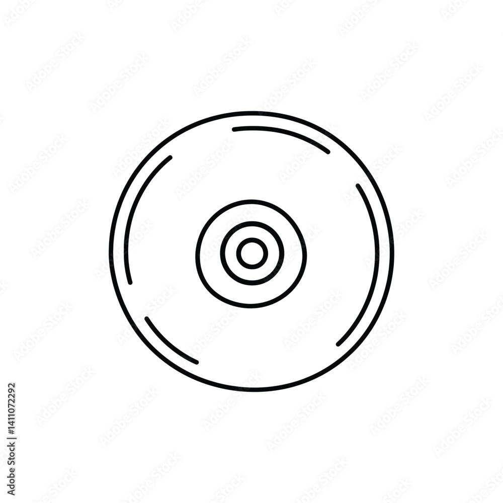 Poster disk icon circle shape black outline isolated on transparent background