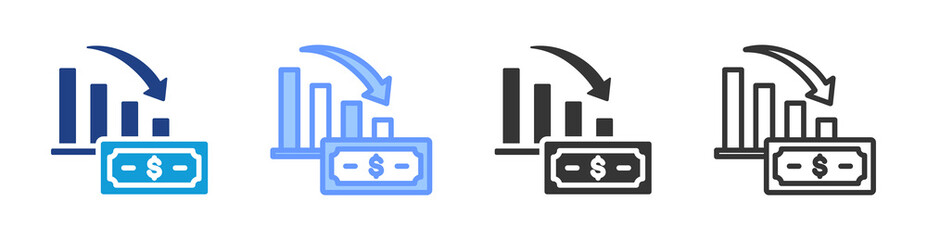Hyperinflation icon set multiple style collection