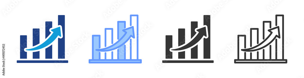 Poster economic indicators icon set multiple style collection