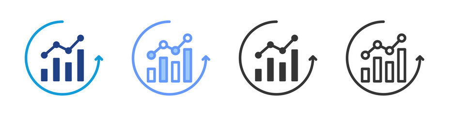 Economic Recovery icon set multiple style collection