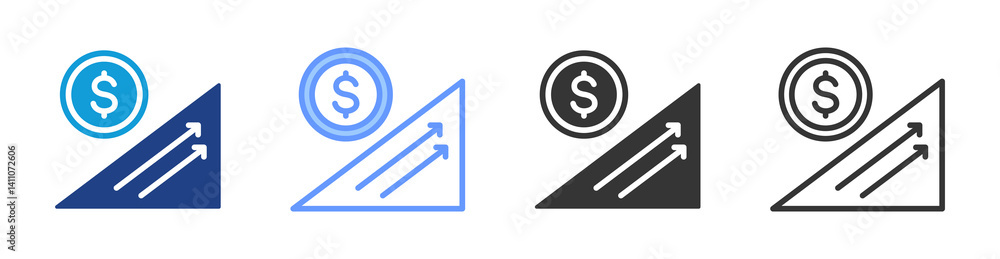 Poster economic recovery icon set multiple style collection