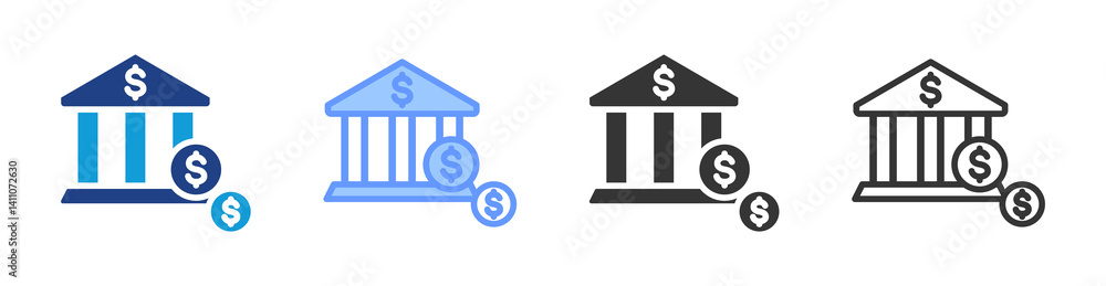 Poster Run On Bank icon set multiple style collection