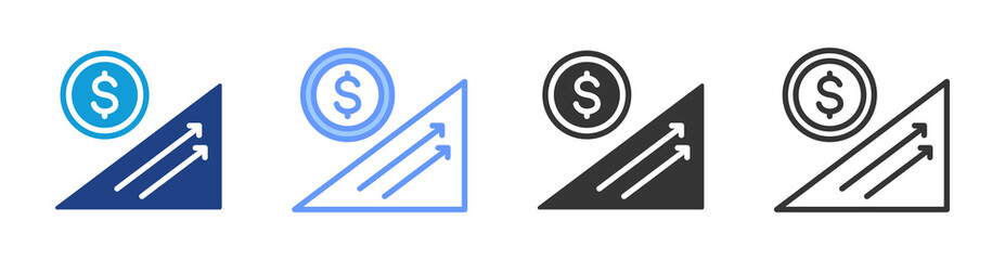 Economic Recovery icon set multiple style collection