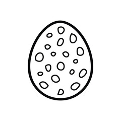 Doodle Easter Egg with Spots and Bold Outline on Transparent Background