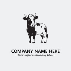 Cow illustration black and white for logo company vector image
