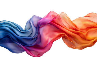Fototapeta premium Colorful Flowing Silk Fabric in Shades of Blue, Pink, and Orange