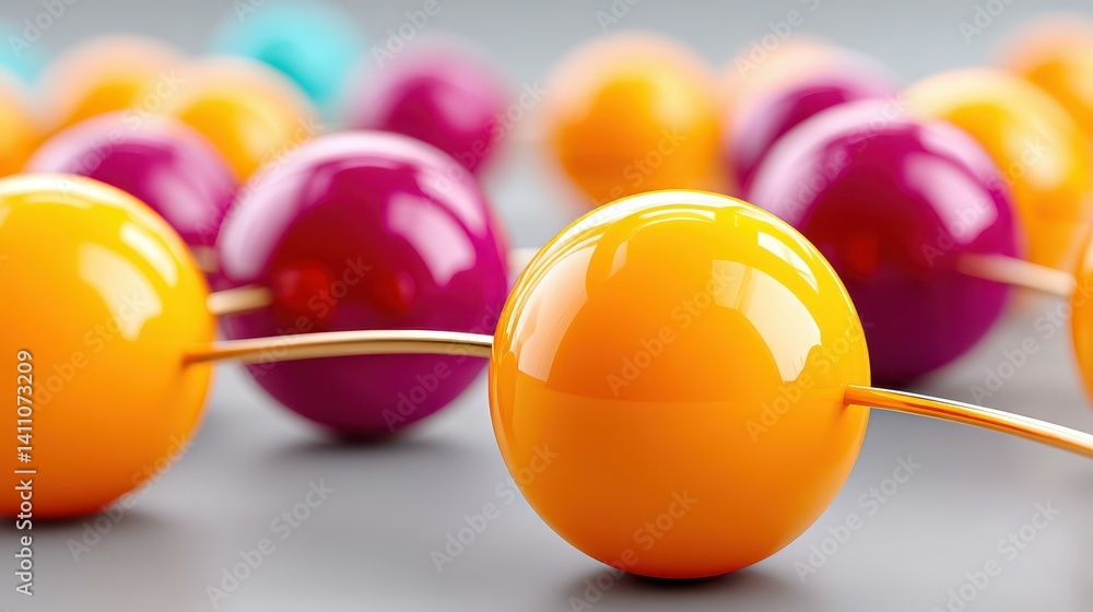 Aufkleber a vibrant mix of color spheres linked by wires symbolizes dynamic communication and seamless connect