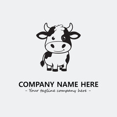 Cow illustration black and white for logo company vector image
