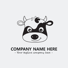 Cow illustration black and white for logo company vector image
