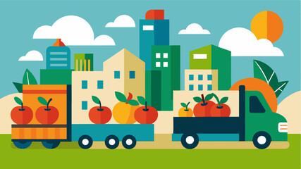 In a time of food shortages eVTOLs are vital in transporting emergency supplies of crops from urban farms to regions in need.. Vector illustration