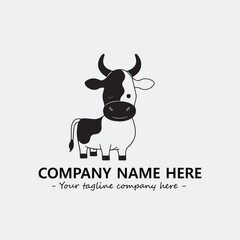 Cow illustration black and white for logo company vector image
