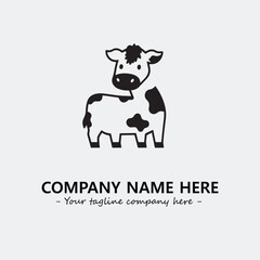 Cow illustration black and white for logo company vector image
