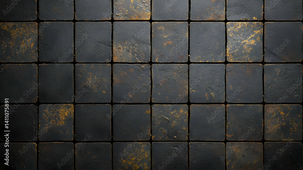 Poster dark gray square tiles pattern background
