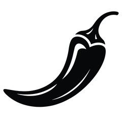 A black and white illustration of a chili pepper