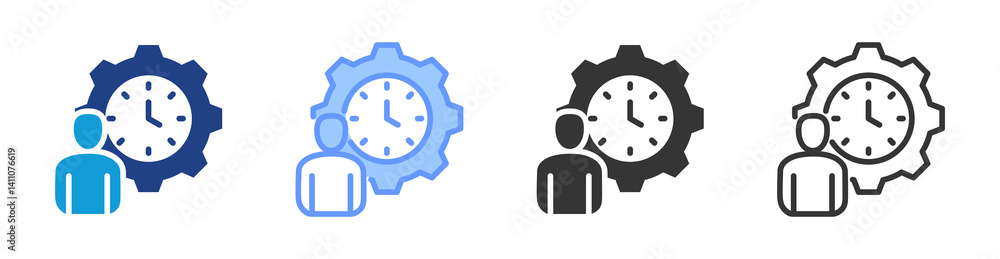 Poster Time Management icon set multiple style collection