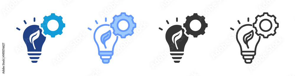 Poster Energy Efficiency icon set multiple style collection