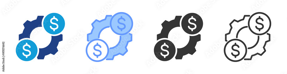 Poster cost effectiveness icon set multiple style collection