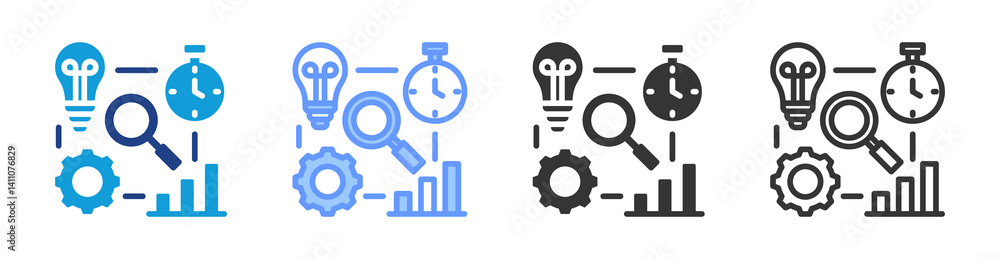 Poster six sigma icon set multiple style collection