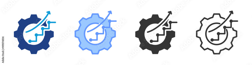 Poster process improvement icon set multiple style collection