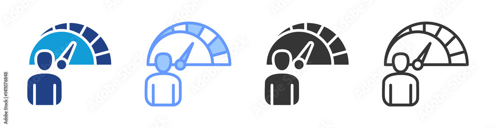 Aufkleber employee performance icon set multiple style collection
