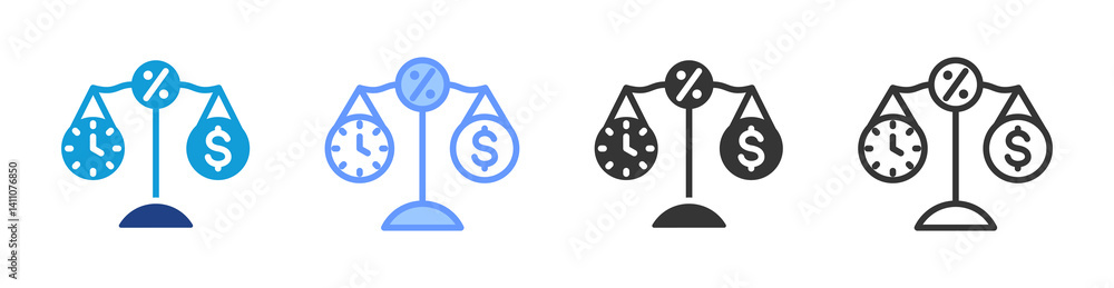 Poster economies of scale icon set multiple style collection