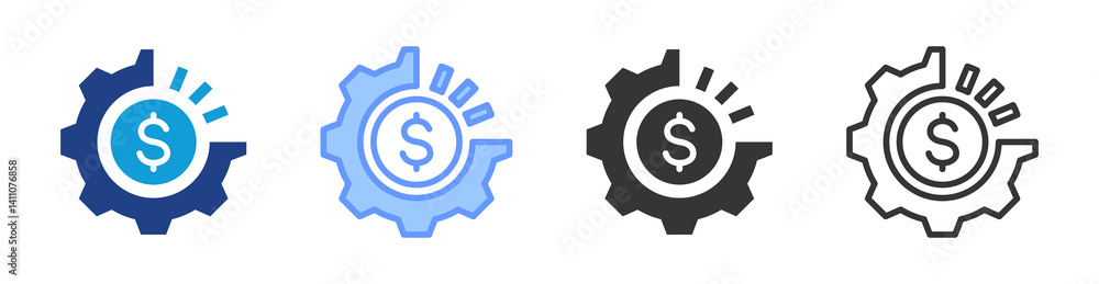 Poster Asset Utilization icon set multiple style collection