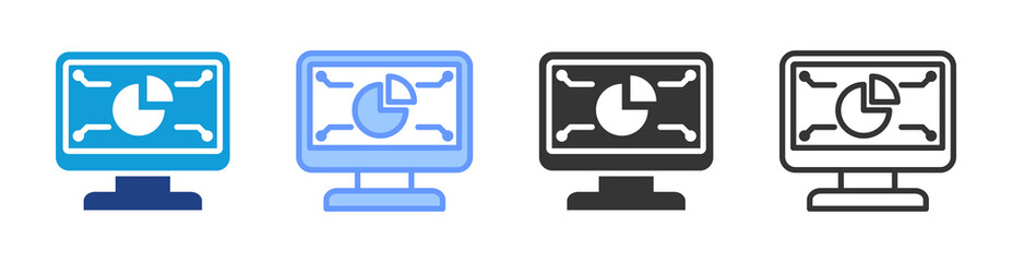 Data Analysis icon set multiple style collection
