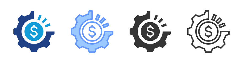 Asset Utilization icon set multiple style collection