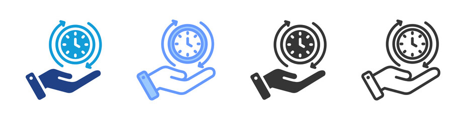 Time Saving icon set multiple style collection