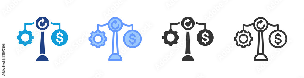 Poster Cost Analysis icon set multiple style collection