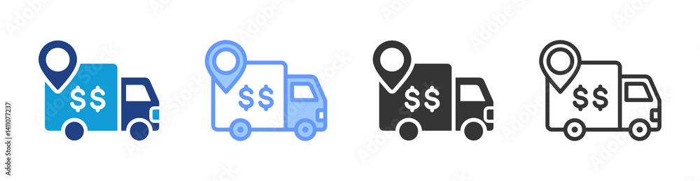 Poster money delivery icon set multiple style collection