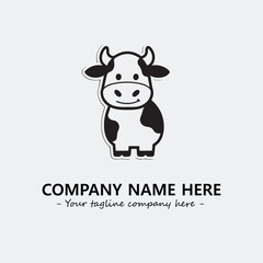 Cow illustration black and white for logo company vector image

