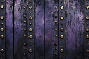 Dark purple metal panels with gold rivets